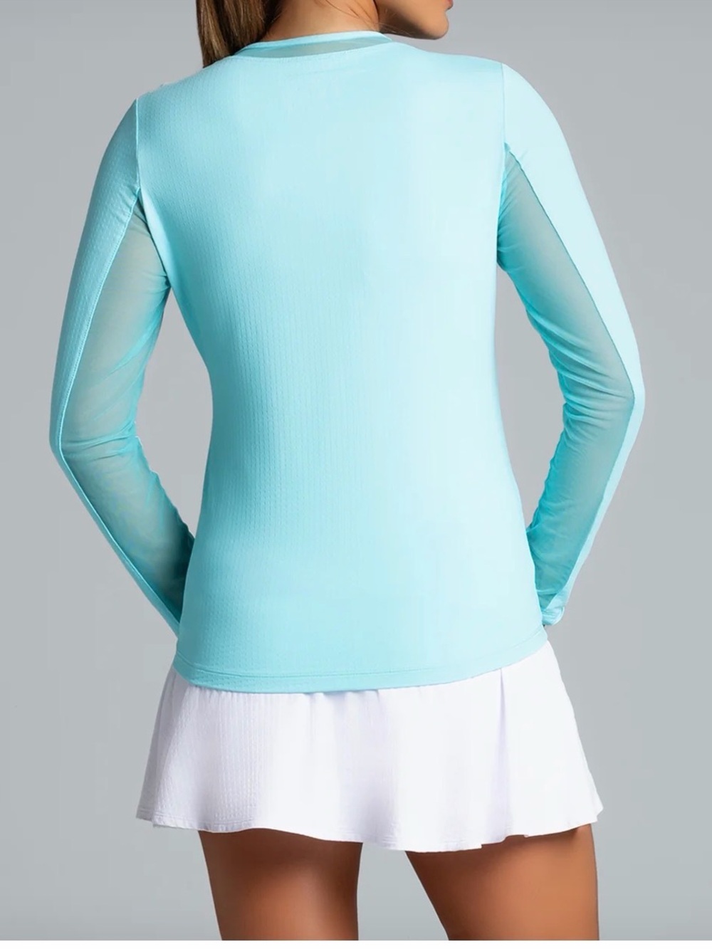 IBKUL Women’s Performance Seafoam Long Sleeve Crew Neck with Mesh Small - Picture 2 of 5